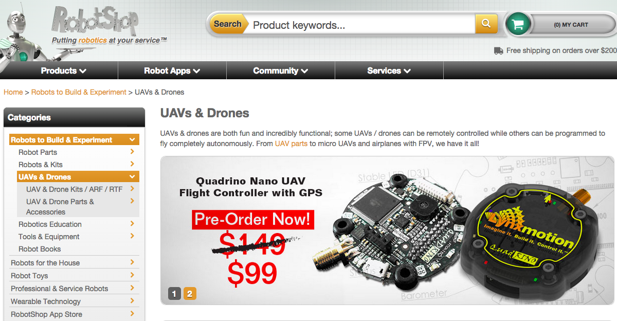 robot shop drones screenshot